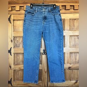 Old Navy Button Fly Slouchy Straight High-Rise Jeans Size 6P Blue